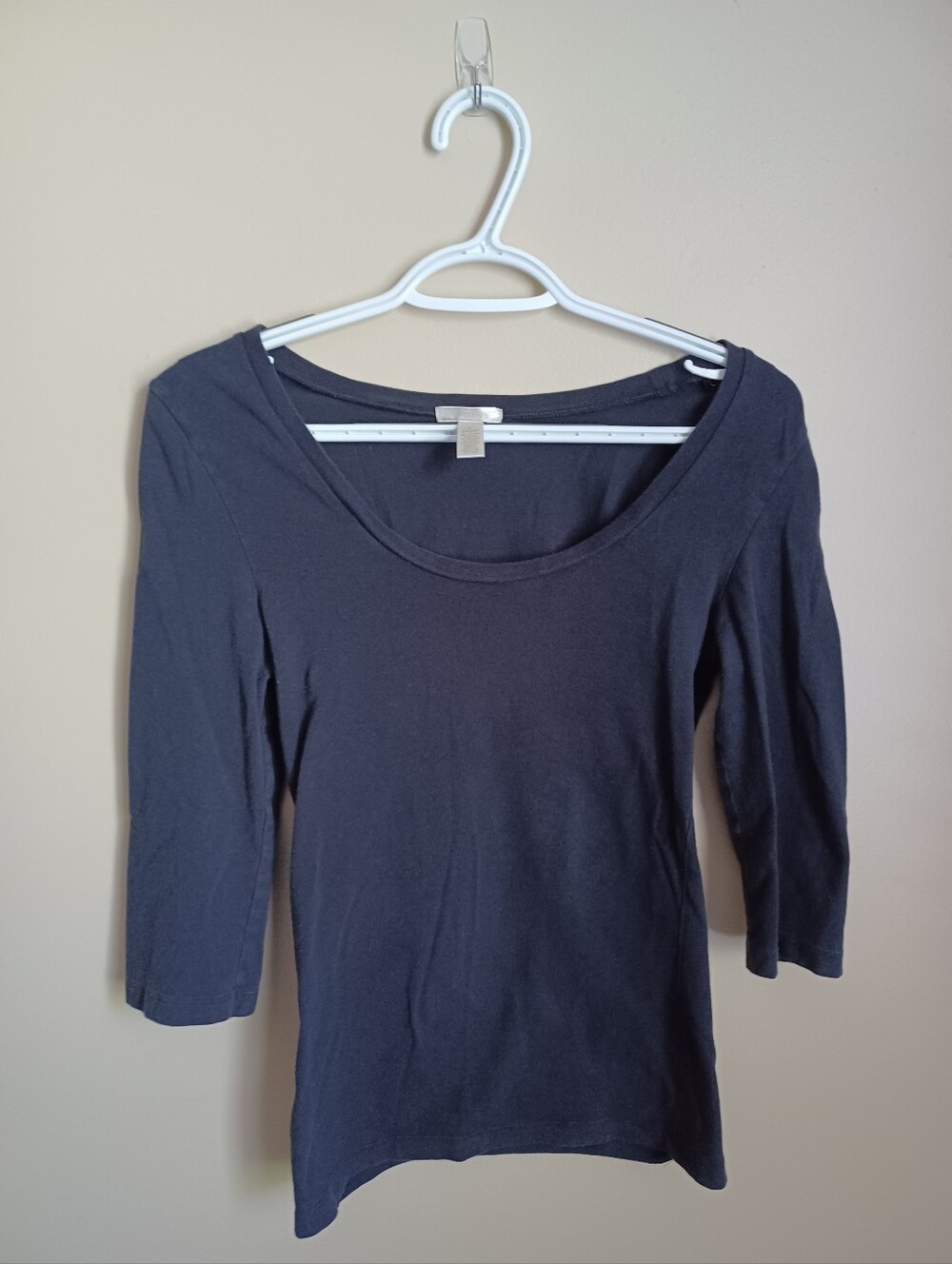 Women's Size M Vixen Black Basic Cotton Spandex 3/4 Sleeve Shirt Top Clothes